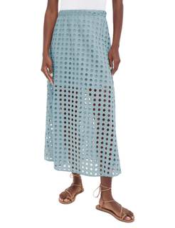 Ailoqing 2026 Summer Casual Long Skirt for Women Cotton Eyelet Beach…