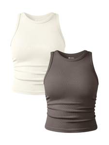 OQQ Women's 2 Piece Tank Tops Crew Neck Sleeveless Basic Stretch…