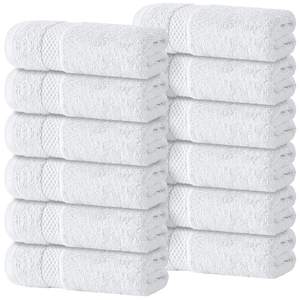White Classic Luxury Cotton Washcloths 13x13 Inch - 650 GSM Turkish…