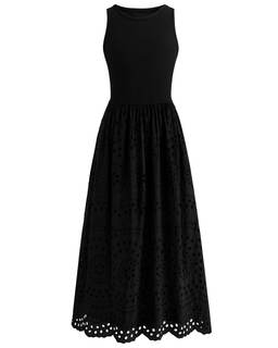 dowerme Women Sleeveless Lace Eyelet Cotton Tank Maxi Dress | Summer…