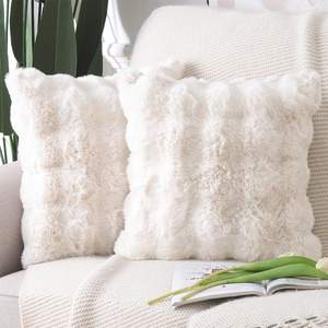 MADIZZ Pack of 2 Thick Plush Faux Wool Throw Pillow Covers Soft Boho…