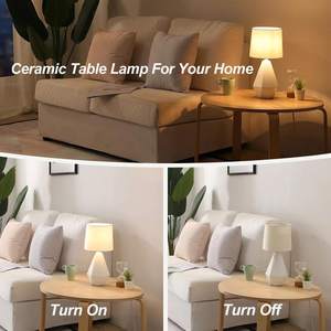 SOTTAE Modern Small Ceramic Table Lamp, White… — main image