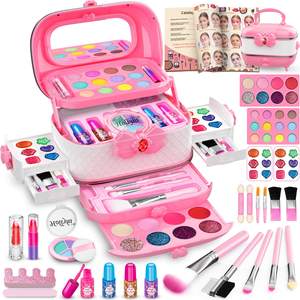 Hollyhi 58 Pcs Kids Makeup Toys Kit for Girls, Real Washable Make Up…