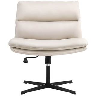 EMIAH Criss Cross Chair No Wheels Armless Desk Chair Comfy, PU…
