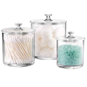 SheeChung 3 Pack Clear Acrylic Qtip Holder with Lids for Bathroom |…