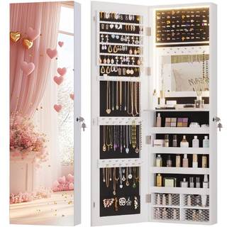 Vlsrka 47.2" LED Jewelry Cabinet, Wall Mounted Jewelry Mirror…
