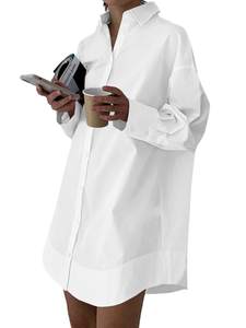 LYANER Women's V Neck Casual Shirt Dress | Collar Button Down Loose…