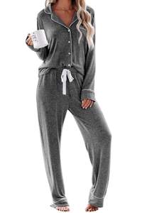 Aamikast Women's Pajama Sets Long Sleeve Button Down Sleepwear…