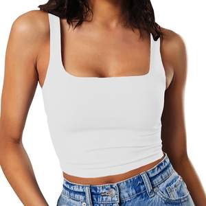 Artfish Women's Sleeveless Strappy Tank Square Neck Double Layer Workout Fitness Casual…