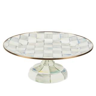 MACKENZIE-CHILDS Pedestal Platter, Small, Gray-and-White Sterling Check |…