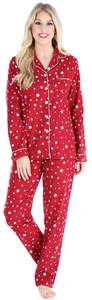 PajamaMania Women's Cotton Flannel Long Sleeve Button-Down Pajamas PJ…