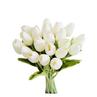 Mandy's 20pcs Artificial White Tulips | 13.5 Inch Lifelike PU Tulips…