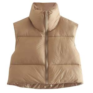 KEOMUD Women's Winter Crop Vest Lightweight Sleeveless Warm Outerwear Puffer…