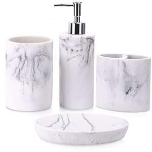 ZCCZ Bathroom Accessory Set, 4 Pcs Marble Look Bathroom Vanity…