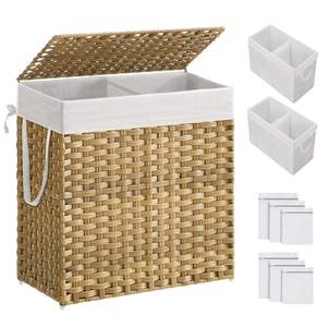 SONGMICS Laundry Hamper with Lid, 110L Wicker Laundry Basket | 6 Mesh…