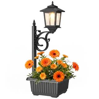 PASAMIC Solar Lamp Post with Planter, Large 11" Planter, 2 in 1…