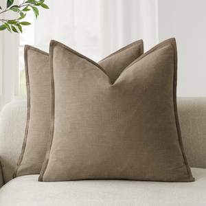 Foindtower Pack of 2, Decorative Linen Solid Throw Pillow Covers Soft…