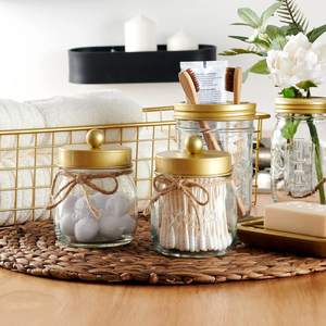 SheeChung 2 Pack Glass Mason Jar Qtip Holder… — main image