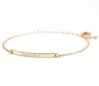Petite Boutique 16K Gold Your Name Bar Bracelet Personalized gift Gold Plated bar…