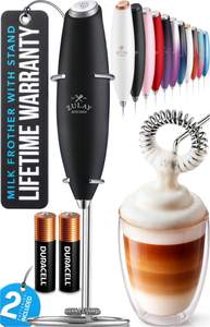Zulay Kitchen Powerful Milk Frother Wand With Duracell Batteries…