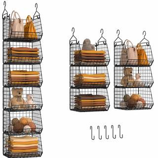6 Tier Closet Hanging Organizer, Clothes Hanging Shelves with 4…