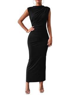 BTFBM Women Ruched Bodycon Maxi Dresses Summer Casual | Sleeveless…