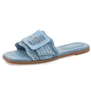 Rihero Women's Raffia Flat Sandals Square Open Toe Summer Beach Slip On Woven…