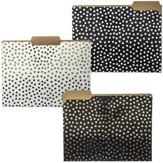 Graphique Designer Black, White, and Gold Polka Dots File Folders |…