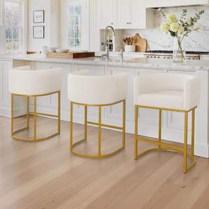 LUE BONA Counter Height Bar Stools Set of 3, Modern Barrel Counter…